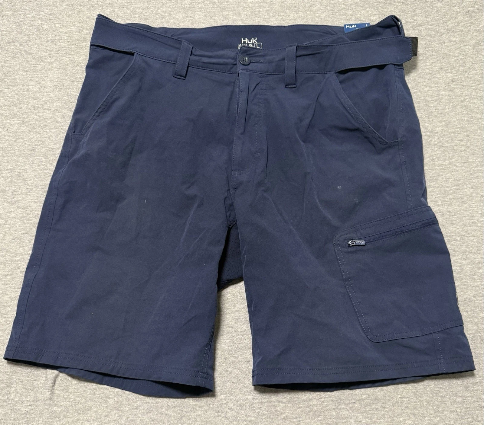 Huk Shorts Mens L Blue Performance Stretch Quick Dry Outdoor Fishing Utility