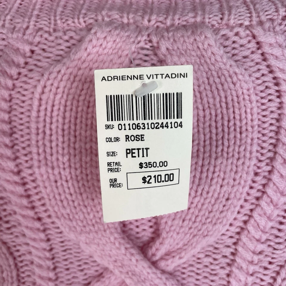 Nuevo Suéter De Colección Adrienne Vittadini Cable Lana Mujer Pequeño/Mediano Rosa Foto 3 de 4