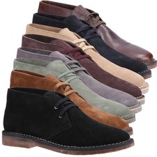 Mens Hush Puppies Samuel Desert Chukka Leather Comfort Ankle Boots Sizes 7 to 12