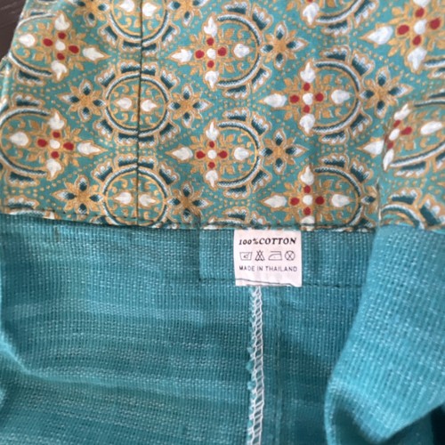 Pigiama donna tailandese OS Palazzo pantaloni cotone svasati gamba larga verde acqua oro - Foto 13 di 19