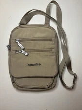 Baggallini RFID Journey Crossbody Bag Passport Phone Travel Portobello Brown EUC