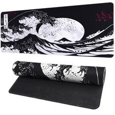 Japanese Mouse Pad, Black Anime Gaming Mousepad Non-Slip Rubber Base with Sti...