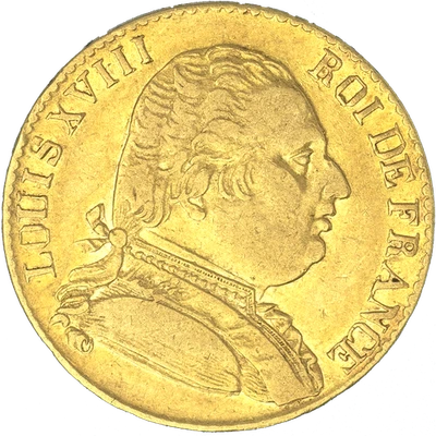 Louis XVIII-Exil en Angleterre-20 Francs 1815 Londres, Royaume-Uni, Or, TTB - Photo 1/3