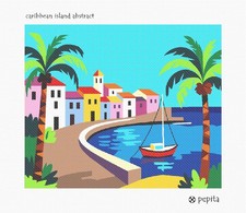 Caribbean Island Abstract Needlepoint Kit or Canvas