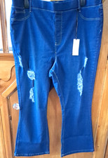 Image of Yours - Hannah Flare Distressed Denim Jeggings - Size 22 - Blue - BNWT