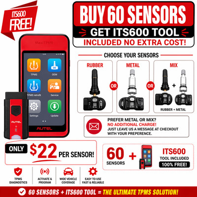 Buy 60 TPMS Sensors Get ITS600 Tool Included No Extra Cost Bundle Kit