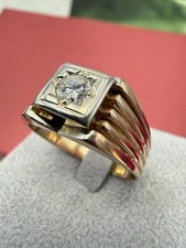 men's ring vintage Anello uomo  vintage  vero ORO 18KT brillante naturale ct0.30