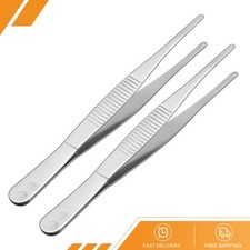 2pack Stainless Steel Straight Blunt Tweezers Serrated Tip 5 Inch