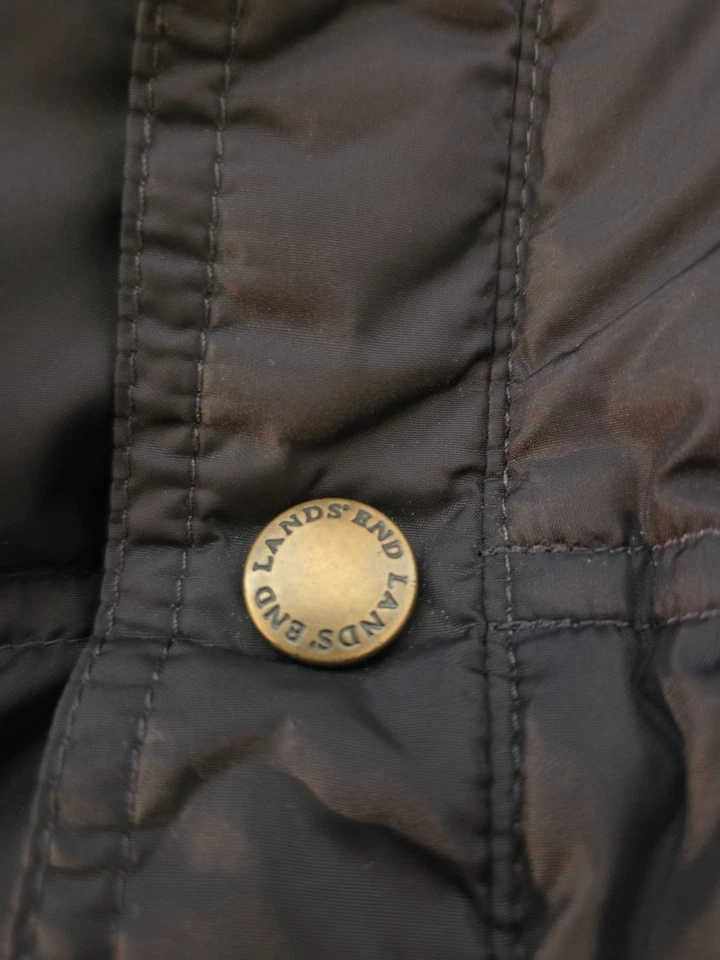 Mens Puffer Jacket Lands End XXL Black Goose Down Filled Quilted Padded - Image 4 of 4