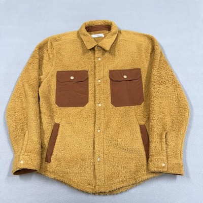 Outerknown Jacket Mens Large Yellow Fleece Snap Shirt Lined Pockets Outdoor
