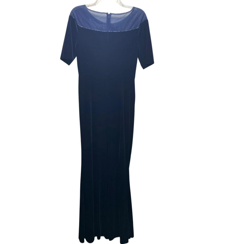 Adrianna Papell Velvet Evening Gown Dress  6 Black Tie Bridal Formal Dark Navy - Image 3 of 4