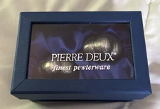 New In Box Vintage Pair Of Pierre Deux Pewter Candle Holders Garlic Bulb Rare