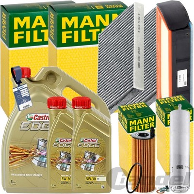 MANN INSPEKTIONSPAKET+7L CASTROL 5W-30 ÖL passend für BMW 5er F07 F10 6er 7er d