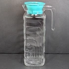 Lilac Glass Refrigerator Pitcher Aqua Lid 1 liter Juice Milk Jug 70s Vtg Retro