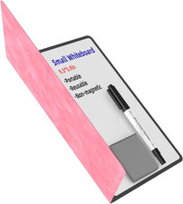 Portable Dry Erase White Board 9.5 x 6.6in Reusable Memo Notebook Pink