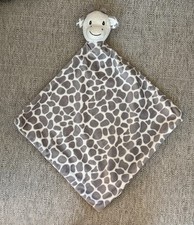 Modern Baby Giraffe Lovey White Gray Security Blanket Plush Toy