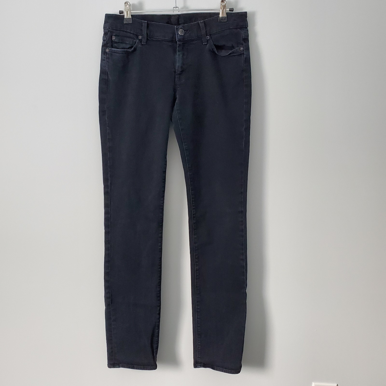 7 For All Mankind Women's Straight Leg Black Denim Jeans Size 30×34 **see notes