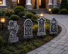 4 Halloween Tombstone Headstones Foam Graveyard Props Decorations Garden Outside