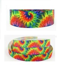 5 yds RAINBOW TIE-DYE TYE DYE GROSGRAIN RIBBON 3/8" OR 1 1/2" U PICK SZ  LENGTH