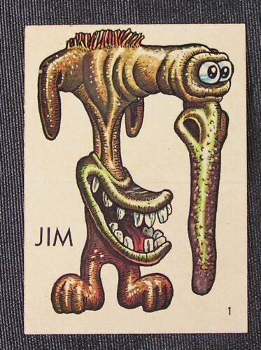 Vintage 1965 Topps Ugly Sticker JIM #1, Mint - Picture 1 of 2
