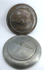 Pair 1930s Vauxhall Steel Hub Caps 10 12 14 10-4 12-4 14-6 Centre Cap