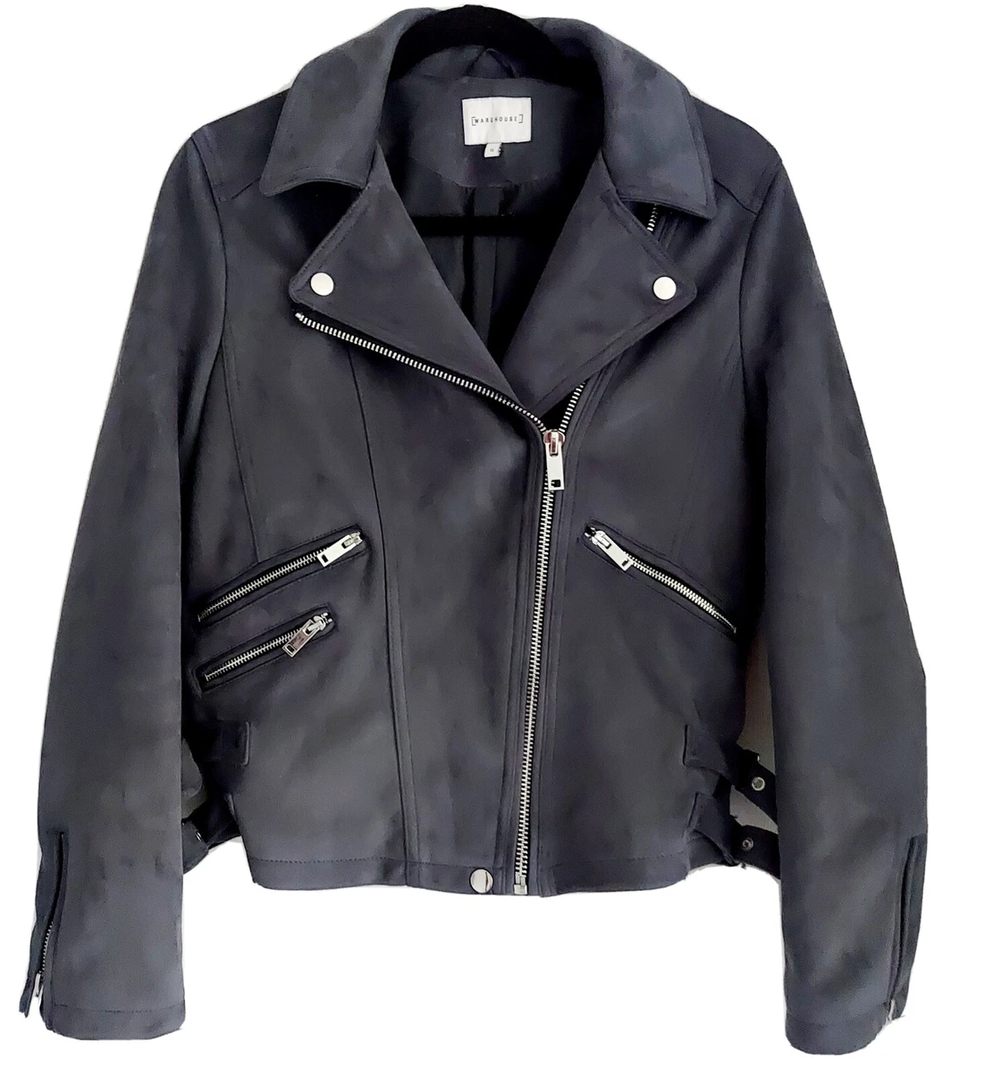 Warehouse biker jacket in hotsell faux leather in black