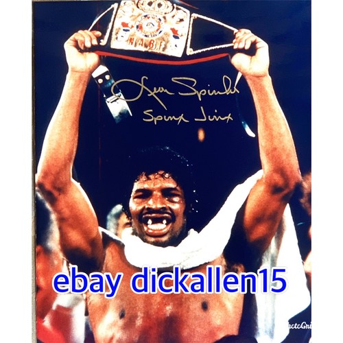LEON SPINKS Signed “Spinks Jinx” Color Photo Boxing Champion beat
