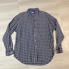 Tommy Hilfiger Shirt Mens Blue Plaid Dress Button Up Long Sleeve XL DAMAGED