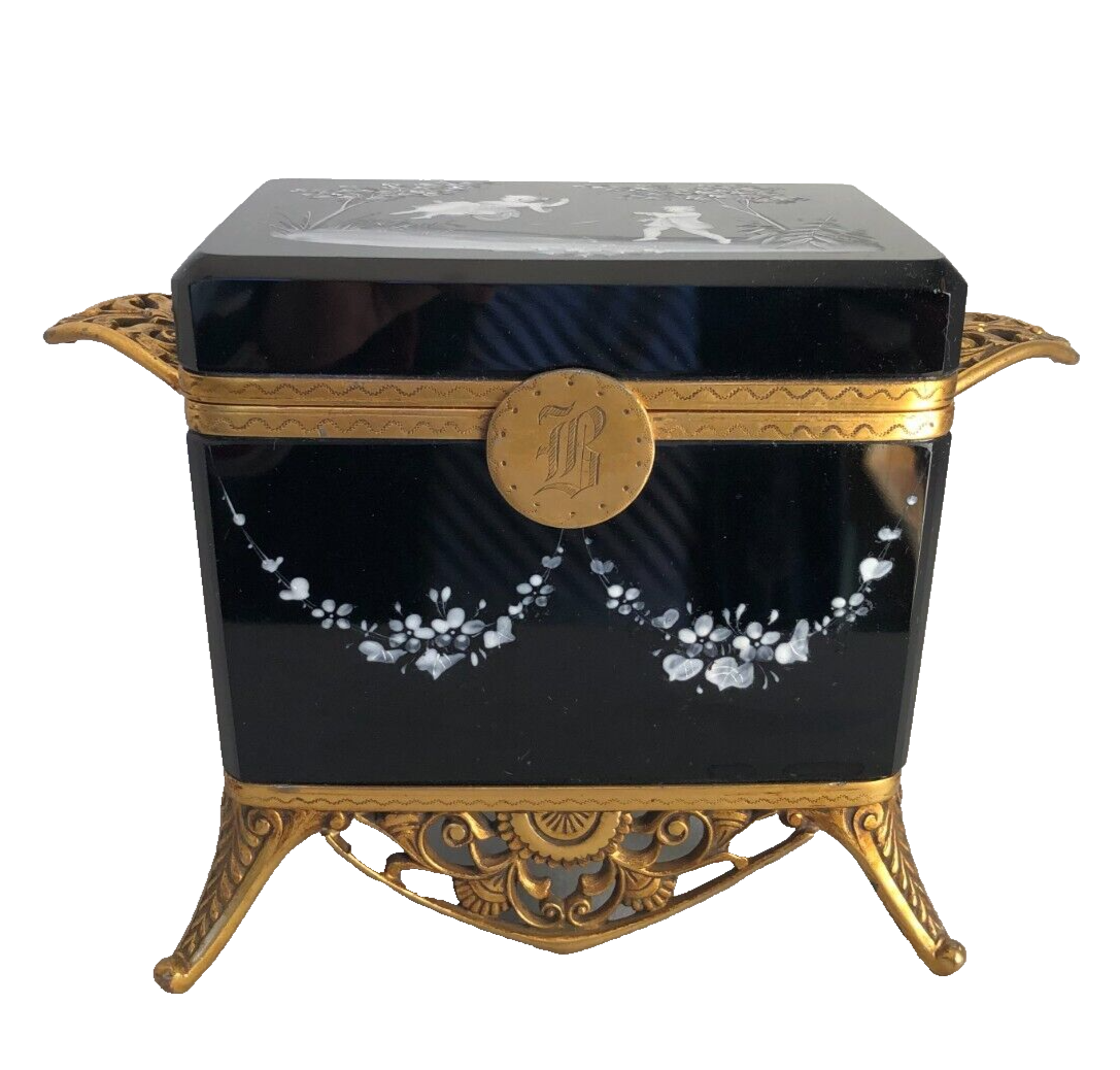 Mary Gregory American Antique Glass Dresser Hinged Box, Gilded Metal, c.1890 | eBay Mary Gregory American Antique Glass Dresser Hinged Box, Gilded Metal, c.1890 | eBay