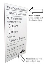 Personalised Royal Mail Post Box Door Insert Sign Collection Time plate