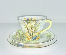 Shelley - Daffodil Time, tea trio with yellow handle (cup, saucer and plate set)