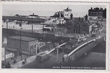 SUFFOLK - LOWESTOFT - Swing Bridge and Yacht Basin - RPPC - VG vehicles etc 1961