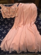 Prom Dress Two Piece Evening Long Formal Cocktail Peachy Salmon Size Medium