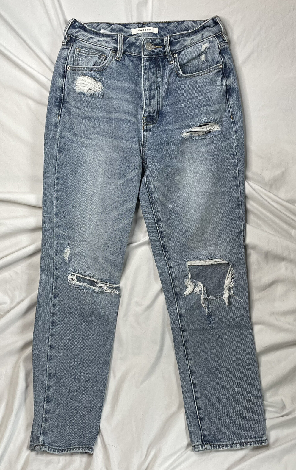 PacSun Mom Jeans Blue Ripped Distressed Cotton Denim Women's Juniors Sz. 26-image