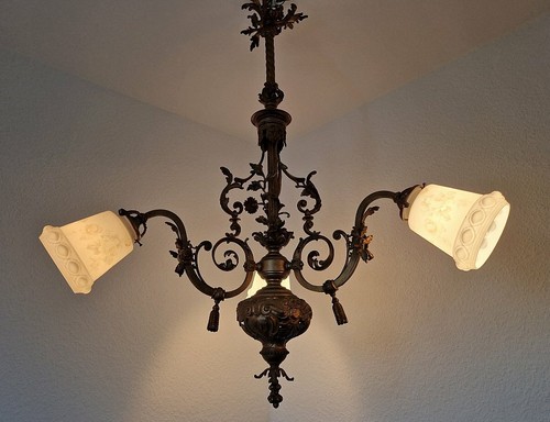 French Louis XV Style Belle Époque Empire Revival Style Bronze Chandelier um1900 - Bild 8 von 12