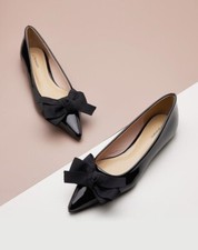 C.Paravano Black Women  s Ballet Patent Leather Point Toe Flats Shoes Size 8.5