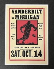 2001 Vanderbilt vs Michigan Poster Reproduced as Postcard by Hatch Show Print