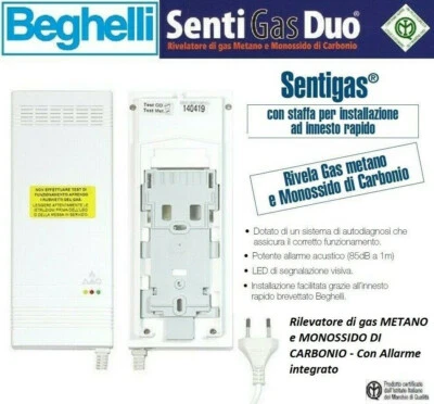 Beghelli Sentigas Duo Rivelatore Gas Metano e Monossido di Carbonio allarme +LED