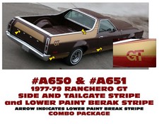 A650 A651 1977 1978 1979 Ford Ranchero Gt - Side Tailgate Lower Paint Stripe