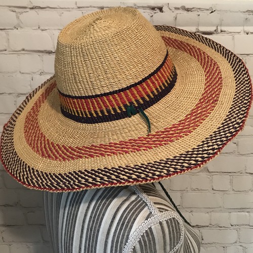 Woven Rafia Straw Gaucho Hat W/Braided 