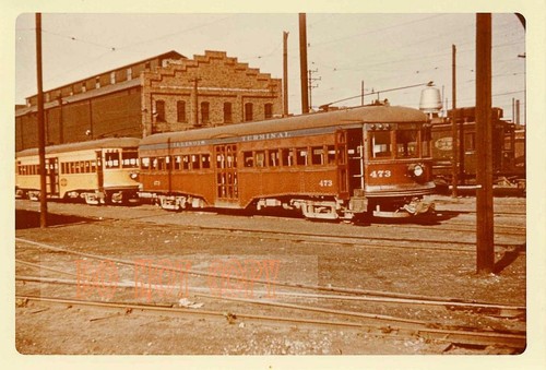 6F599 RP 1972 ILLINOIS TERMINAL RAILWAY CAR #473 IN TRAIN YARD ?
