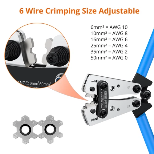 Cable Lug Crimping Tool 6-50mm² Wire Plug Crimper Battery Terminal Connector Kit - Picture 13 of 24