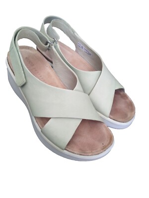 ECCO Women's Corksphere Wedge Mint Green Leather Sandals Size Eur 37  M