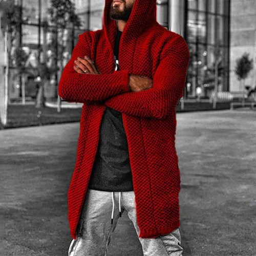 Cardigan Sweater Plain Knitted Open Winter Coats Long Sleeve Jacket Outwear Mens - Picture 6 of 13