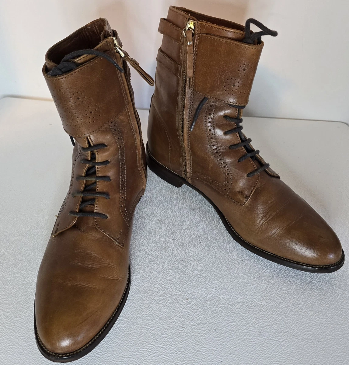 Brown Leather Upper Massimo Dutti Boots for Women for sale  display picture 3