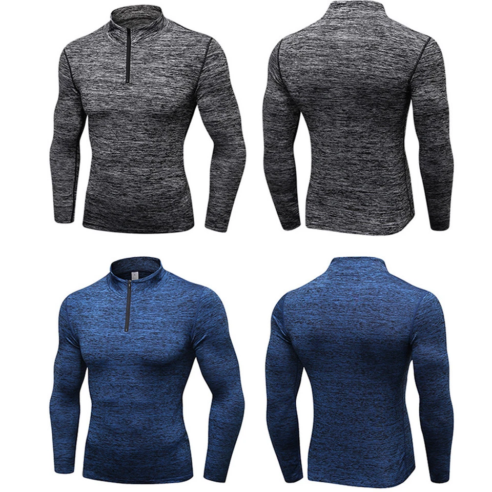 Hombres Manga Larga Cuello Soporte Terciopelo Deportes Prendas para el torso Fitness Elastizadas Sudadera Foto 4 de 4