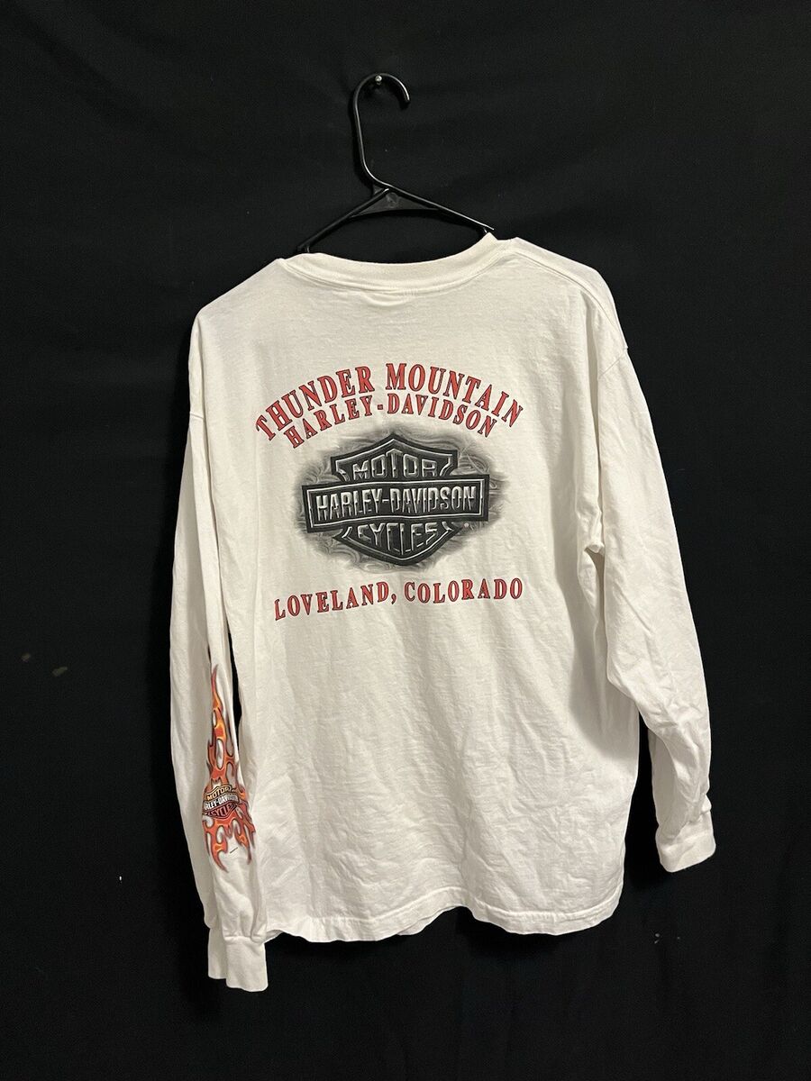 Harley Davidson Flames Chrome T-Shirt Motorcycle Biker Long Harley Davidson Flames Chrome T-Shirt Motorcycle Biker Long