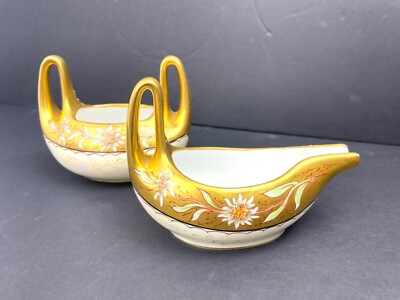 Antique Pickard Limoges R Delinieres Co. France Gold Creamer and Sugar Bowl Set