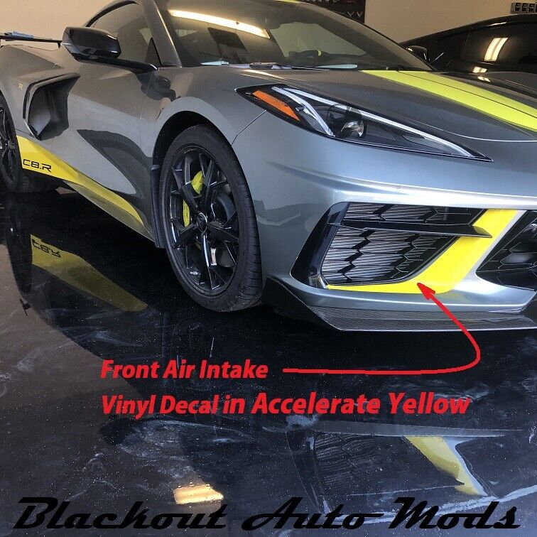 Accelerate Yellow Front Air Intake Vinyl Decals For 2020-23 C8 Corvette