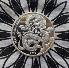 2024 - ASAHI - Year of the DRAGON 1 oz .999 FINE SILVER SILVER BU ROUND   Mint